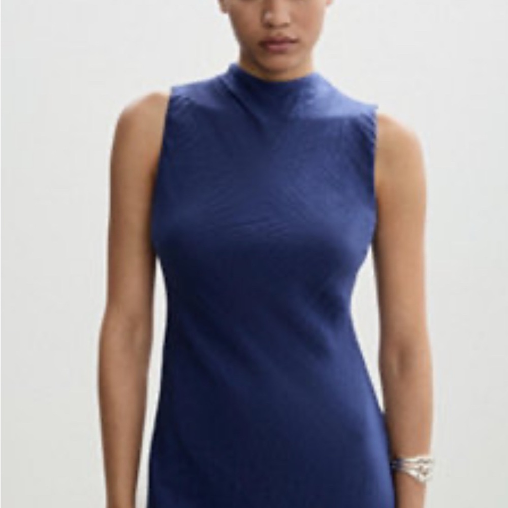 Elegant Blue Sleeveless Dress